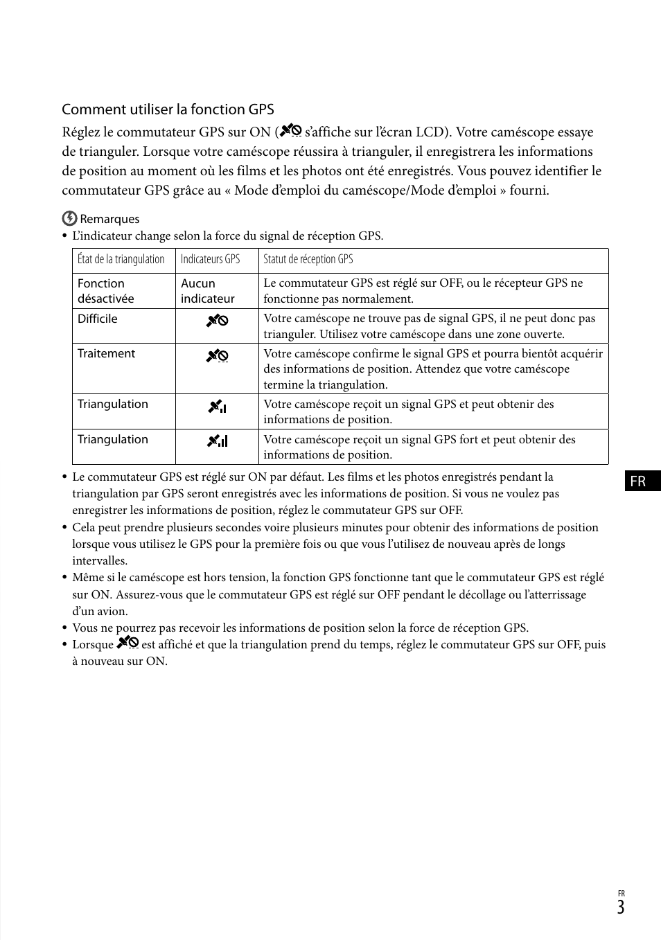 Comment utiliser la fonction gps | Sony HDR-XR500V User Manual | Page 11 / 28