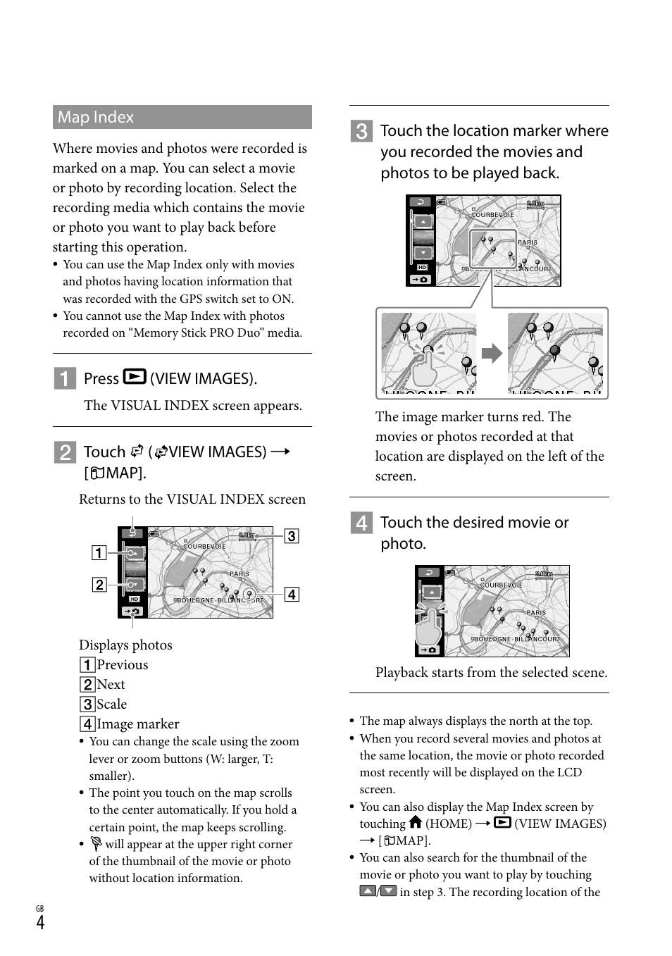 Map index | Sony HDR-XR500V User Manual | Page 4 / 28