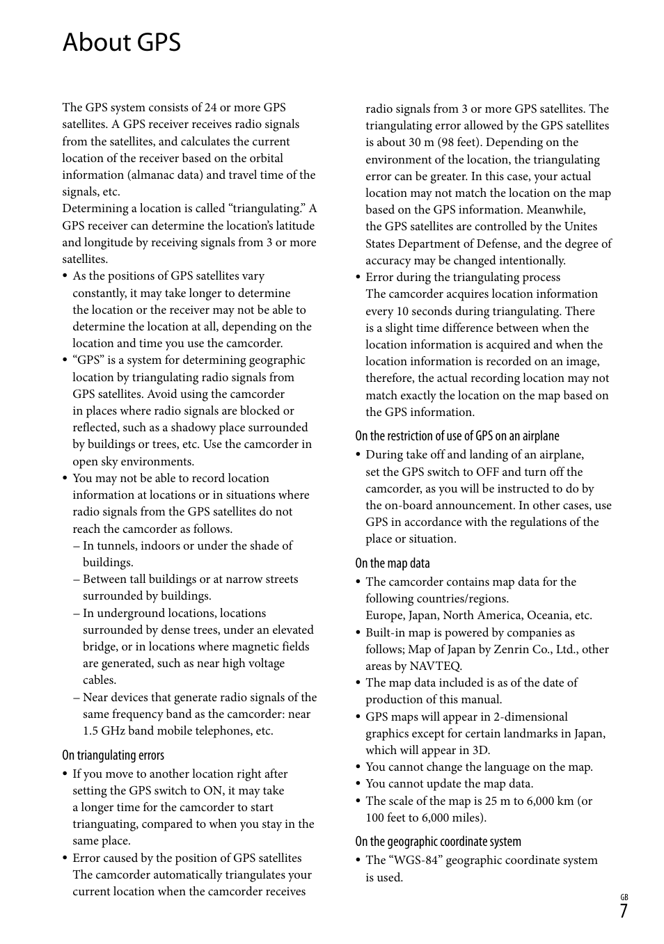 About gps | Sony HDR-XR500V User Manual | Page 7 / 28
