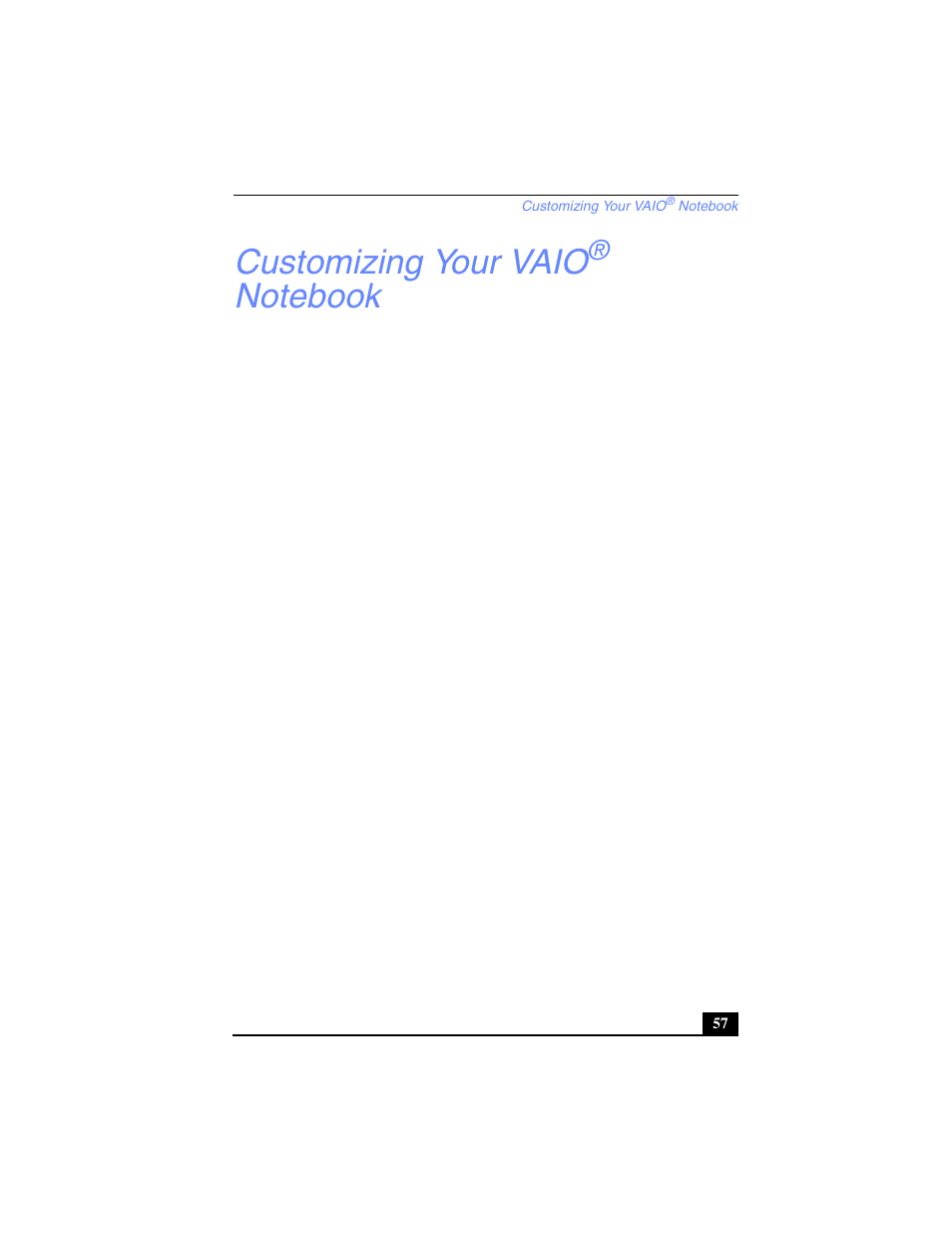 Customizing your vaio® notebook, Customizing your vaio | Sony PCG-SR27 User Manual | Page 57 / 137