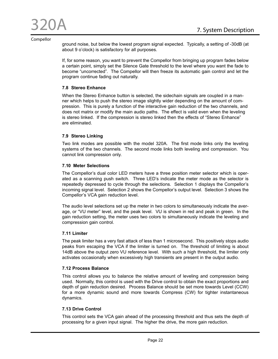 320a, System description | Aphex Systems 320A User Manual | Page 22 / 41