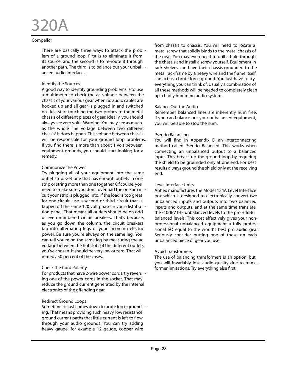 320a | Aphex Systems 320A User Manual | Page 28 / 41