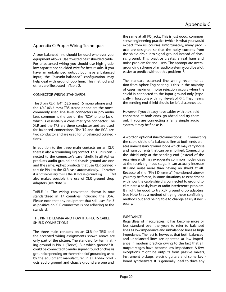 Appendix c | Aphex Systems 320A User Manual | Page 29 / 41