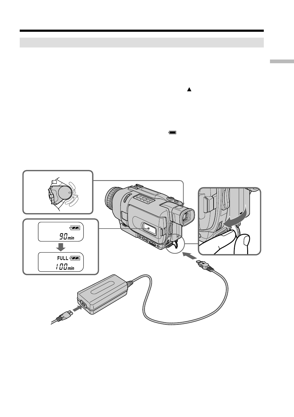 Charging the battery pack, Step 1 preparing the power supply, After charging the battery pack | Sony DCR-TRV840 User Manual | Page 13 / 212