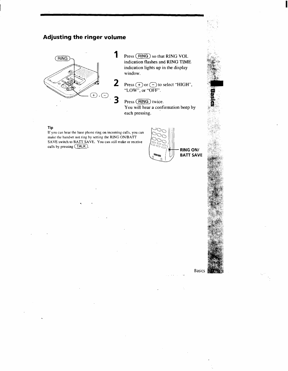 Adjusting the ringer volume | Sony SPP-A900 User Manual | Page 17 / 93