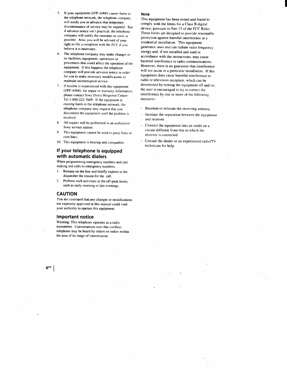 Caution, Important notice | Sony SPP-A900 User Manual | Page 4 / 93