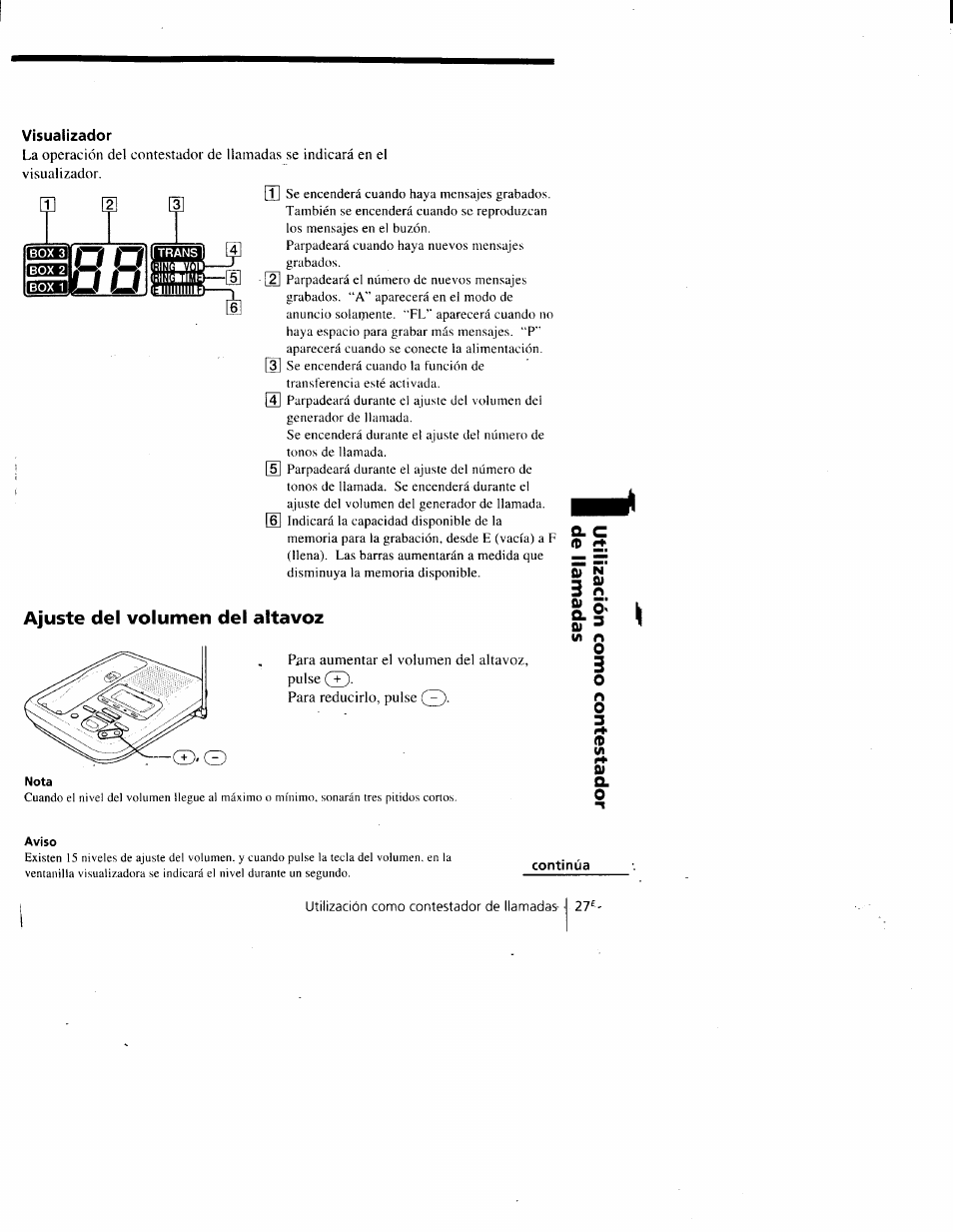 Visualizador, Ajuste del volumen del altavoz | Sony SPP-A900 User Manual | Page 73 / 93