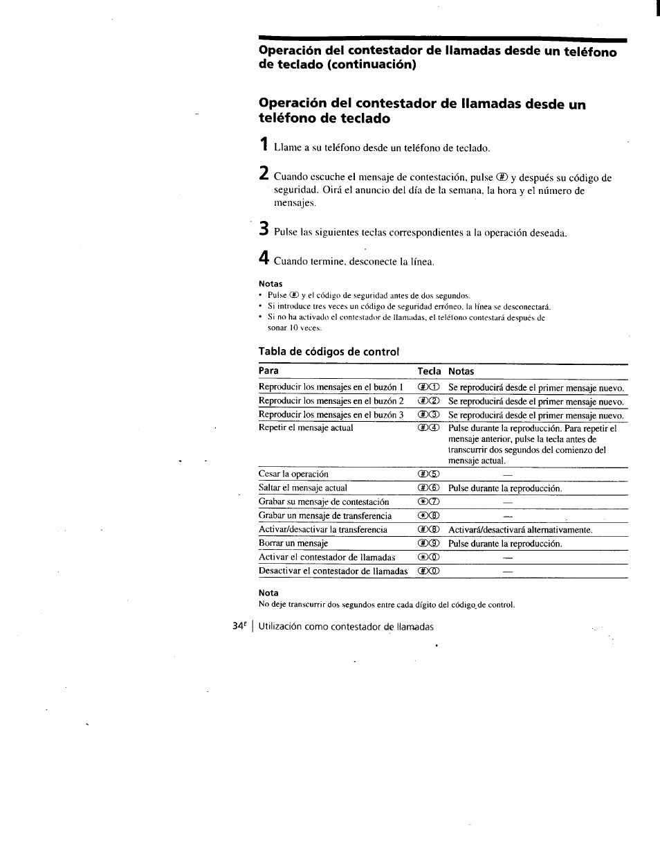 Tabla de códigos de control | Sony SPP-A900 User Manual | Page 80 / 93