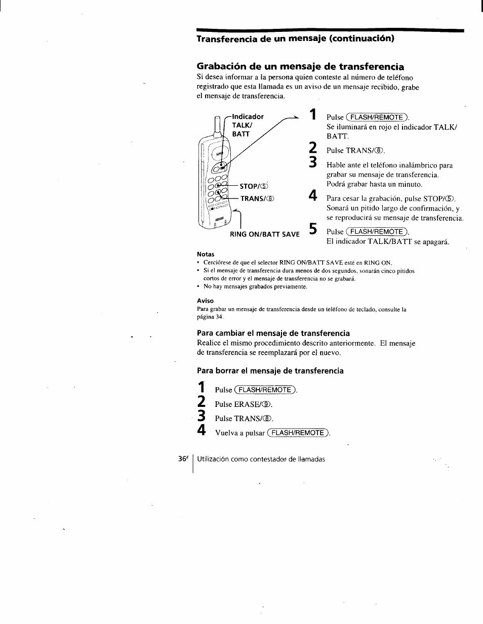 Grabación de un mensaje de transferencia, Para cambiar el mensaje de transferencia, Para borrar el mensaje de transferencia | Sony SPP-A900 User Manual | Page 82 / 93