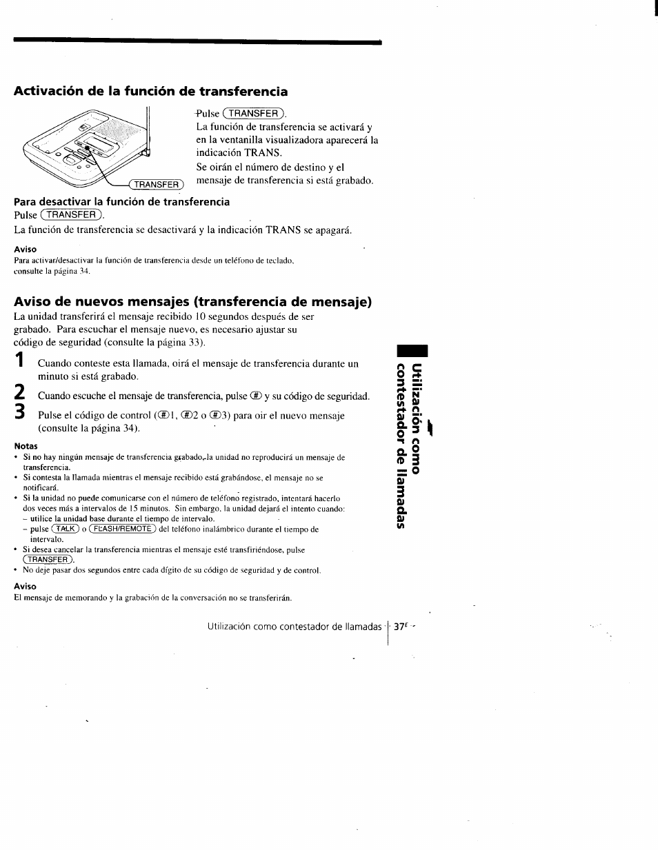 Activación de la función de transferencia, Para desactivar la función de transferencia | Sony SPP-A900 User Manual | Page 83 / 93