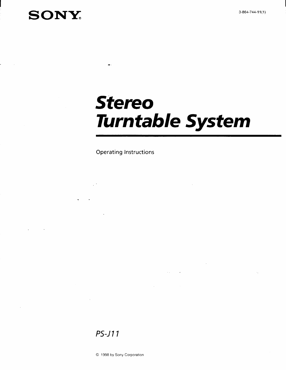 Sony PS-J11 User Manual | 9 pages