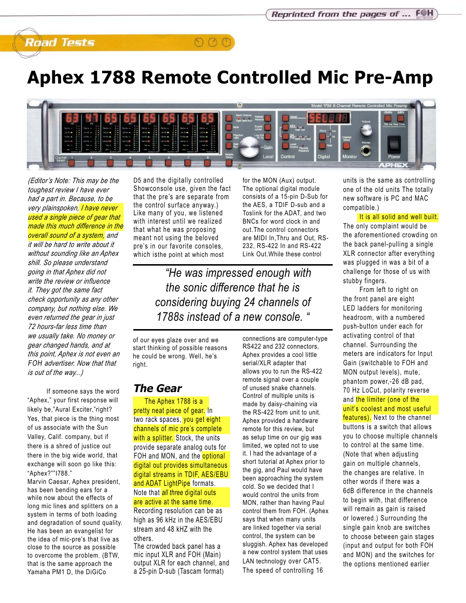 Aphex Systems 1788 User Manual | 2 pages
