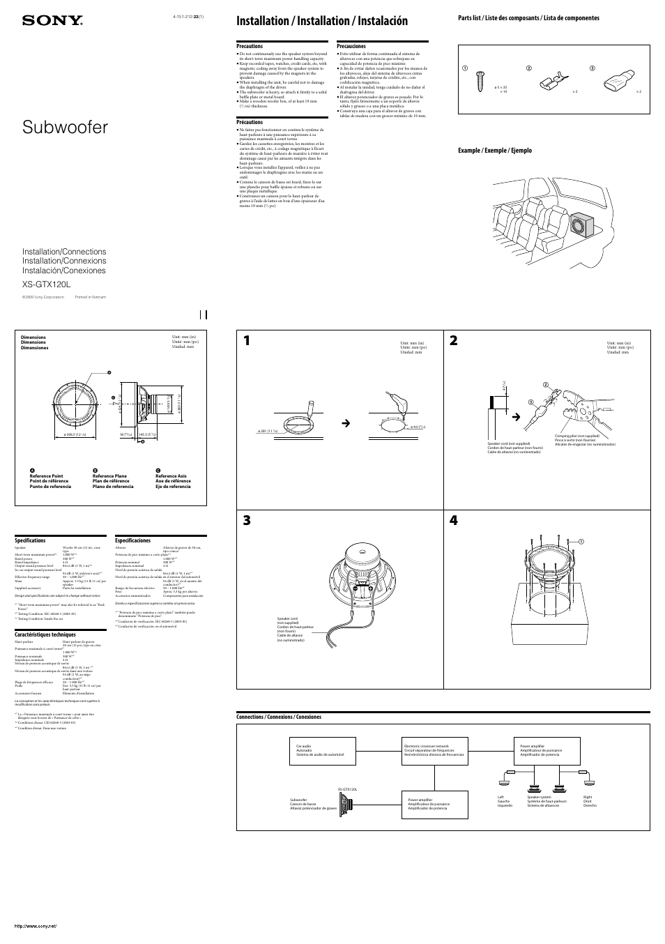 Sony XS-GTX120L User Manual | 2 pages