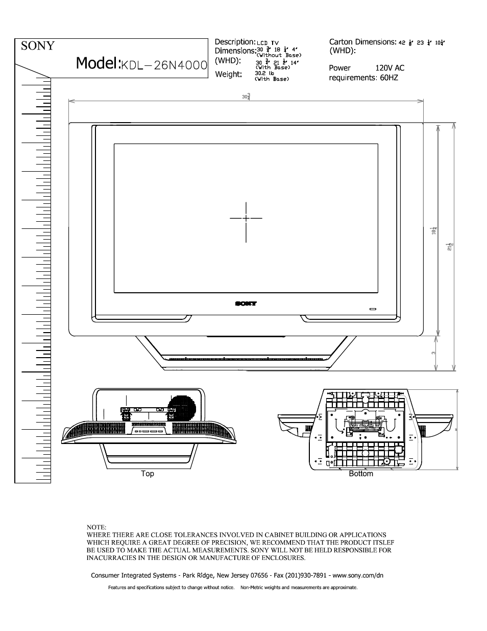 Sony KDL-26N4000 User Manual | 2 pages