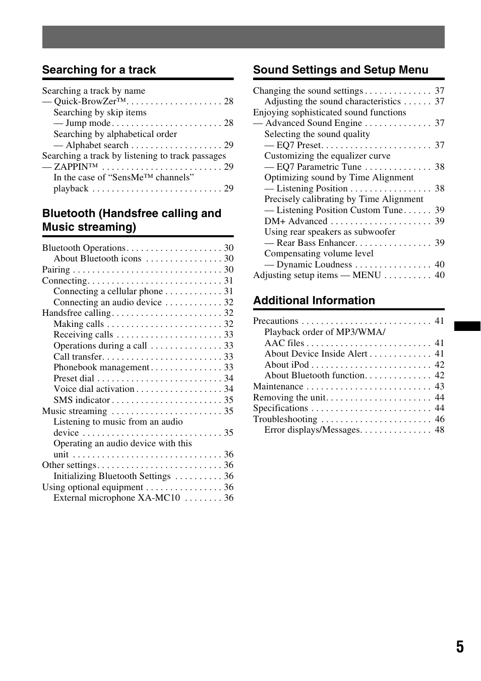 Sony DSX-S300BTX User Manual | Page 5 / 152