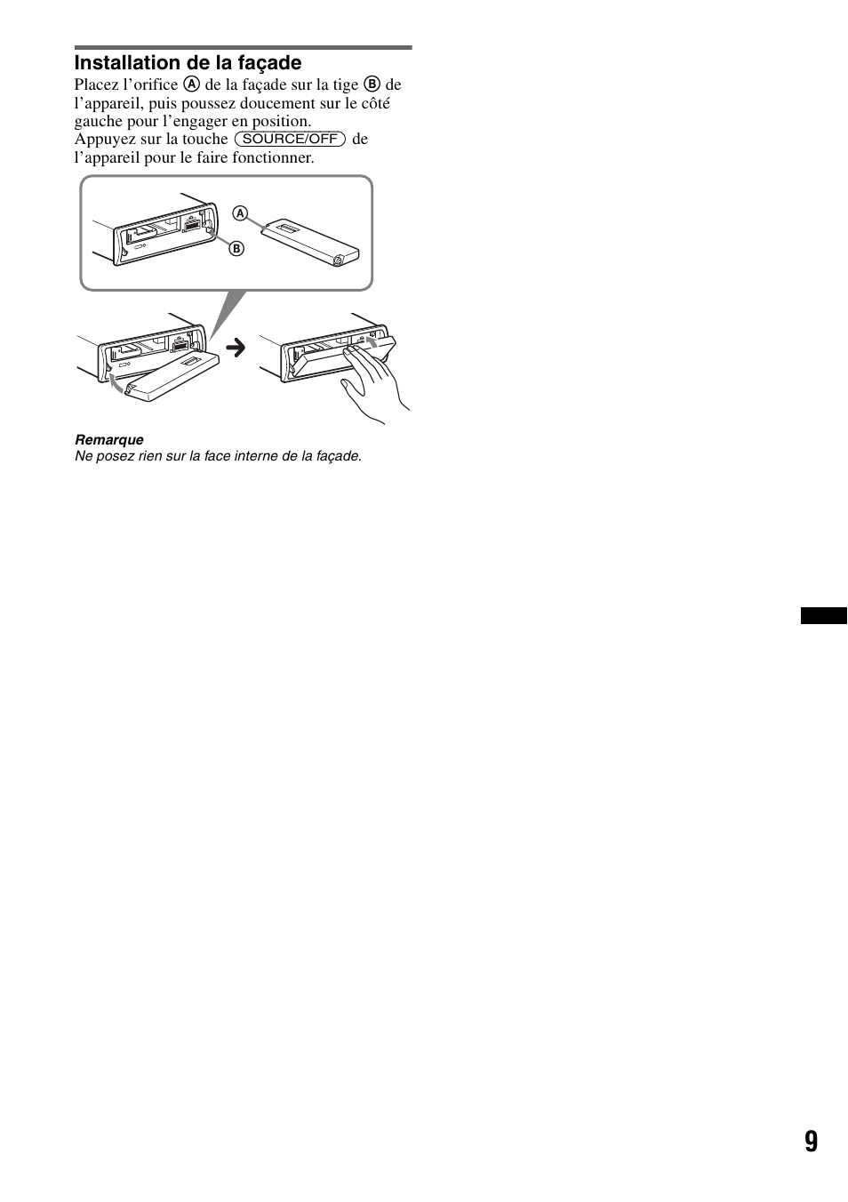 Installation de la façade | Sony DSX-S300BTX User Manual | Page 57 / 152