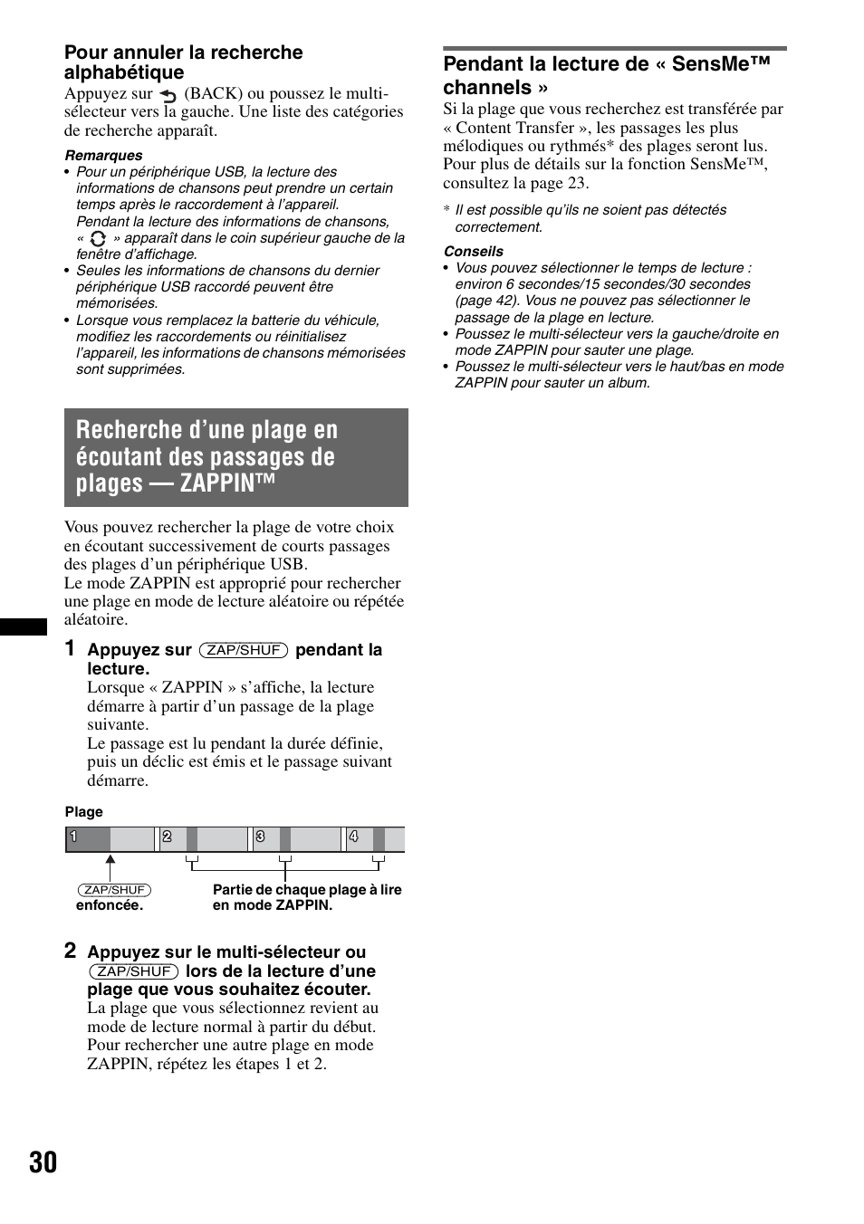 Pendant la lecture de « sensme™ channels | Sony DSX-S300BTX User Manual | Page 78 / 152