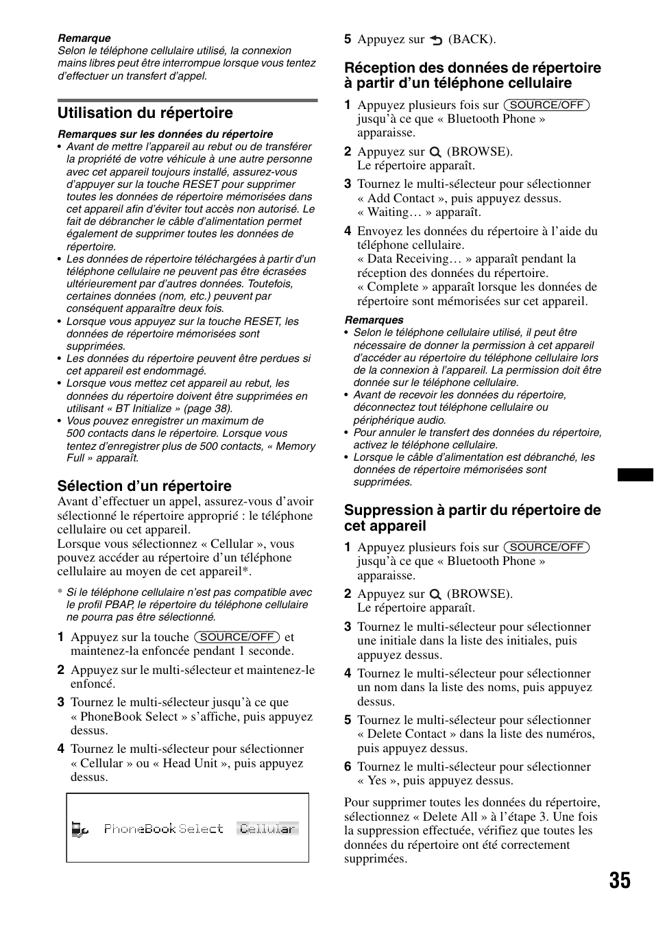 Utilisation du répertoire | Sony DSX-S300BTX User Manual | Page 83 / 152