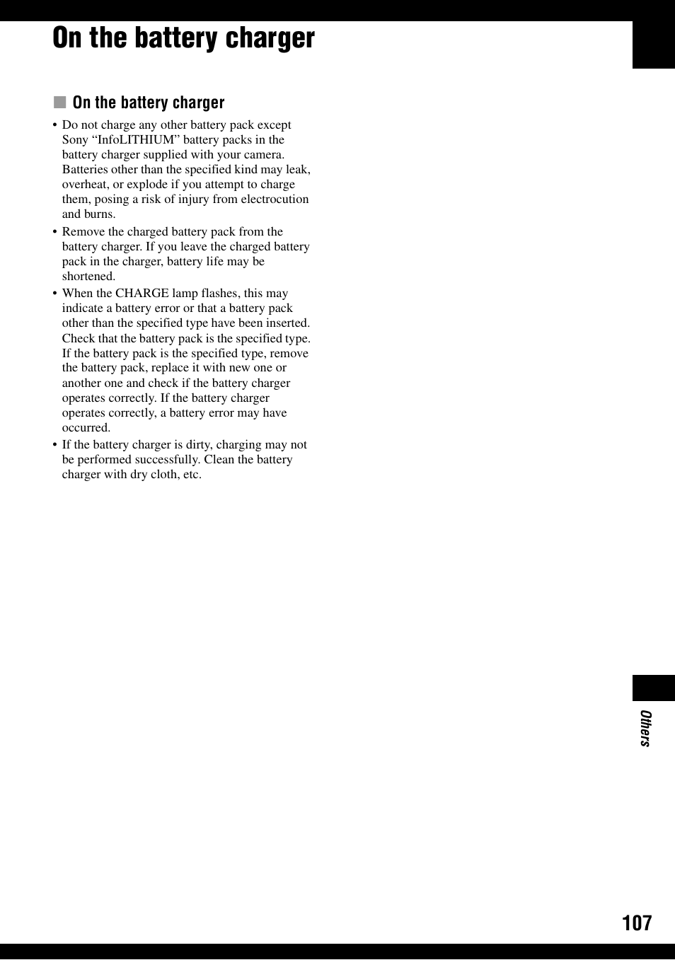 On the battery charger | Sony DSC-T30 User Manual | Page 107 / 119