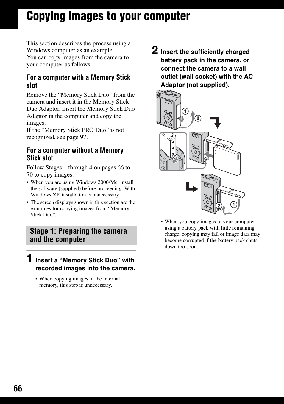 Copying images to your computer | Sony DSC-T30 User Manual | Page 66 / 119