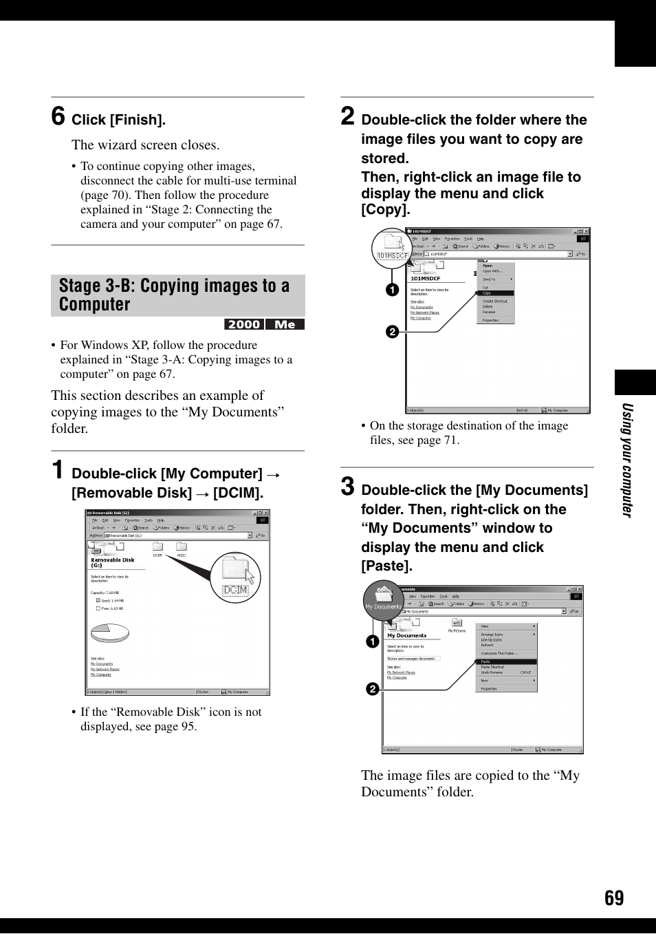 Stage 3-b: copying images to a computer | Sony DSC-T30 User Manual | Page 69 / 119