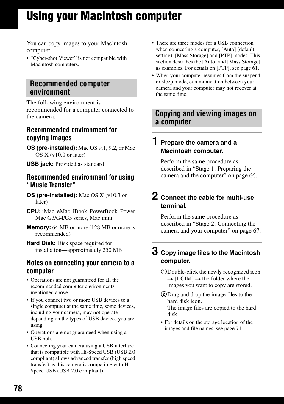 Using your macintosh computer | Sony DSC-T30 User Manual | Page 78 / 119
