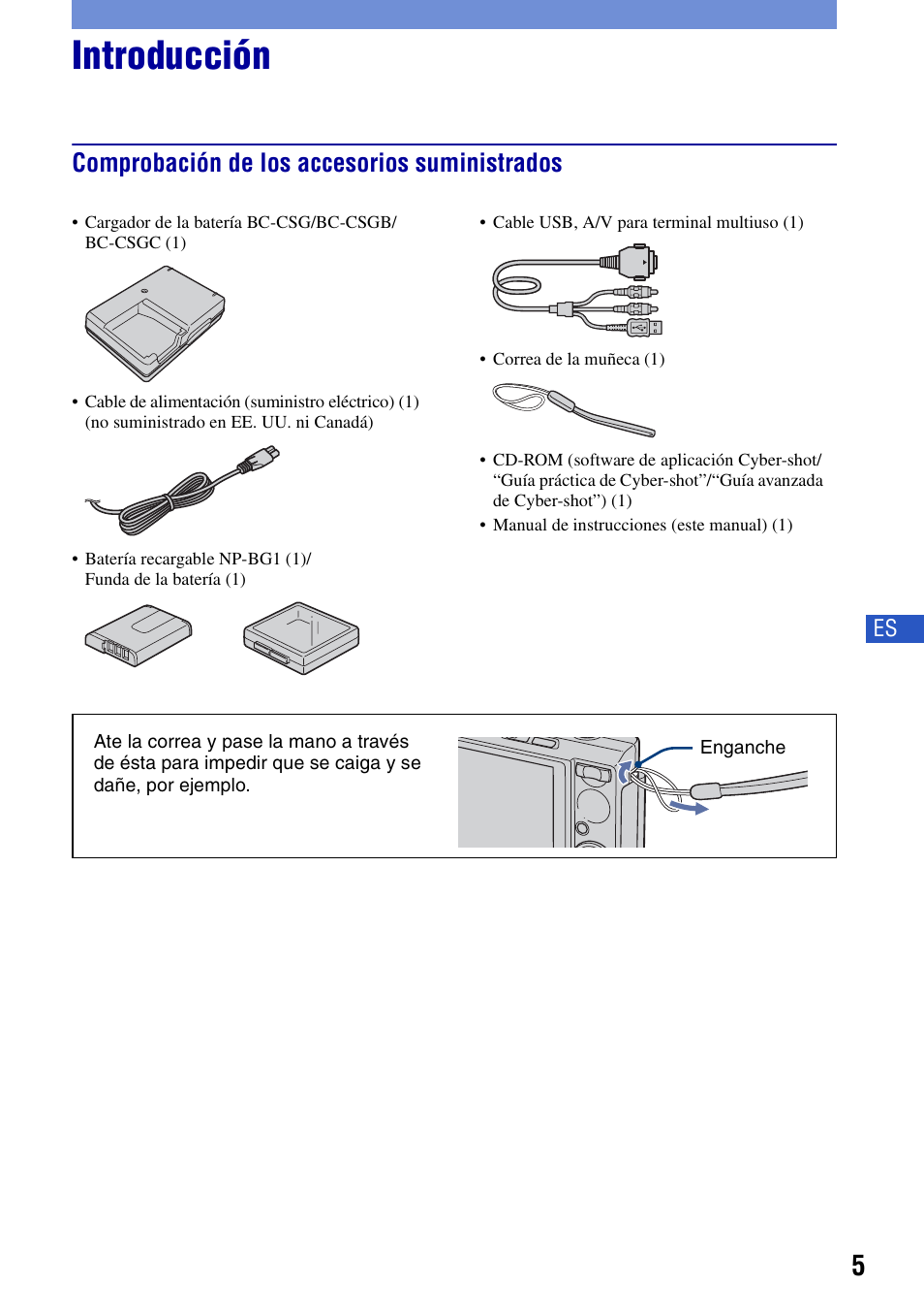 Introducción, Comprobación de los accesorios suministrados | Sony DSC-T100 User Manual | Page 35 / 60