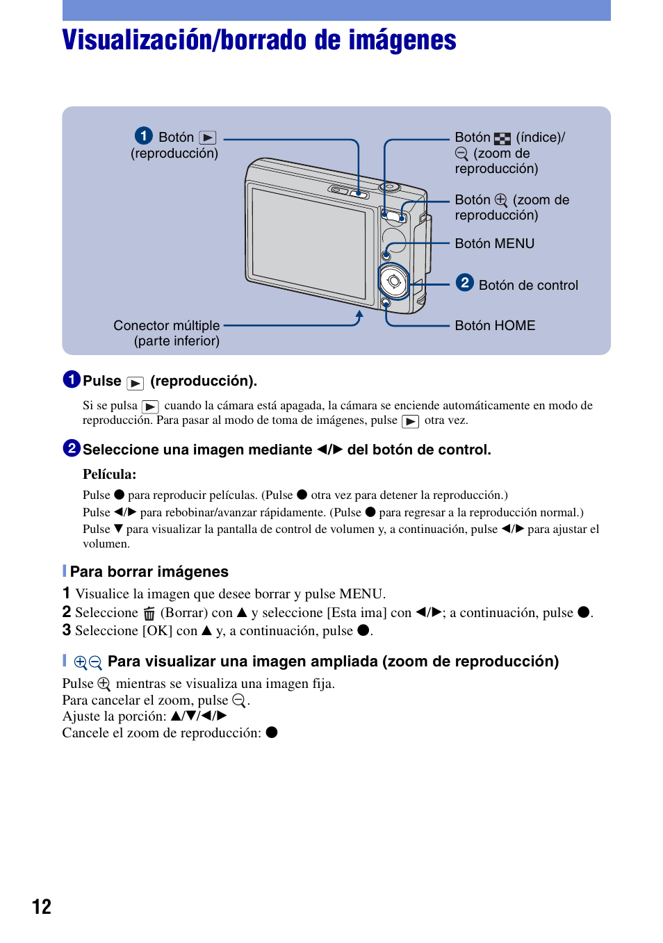 Visualización/borrado de imágenes | Sony DSC-T100 User Manual | Page 42 / 60