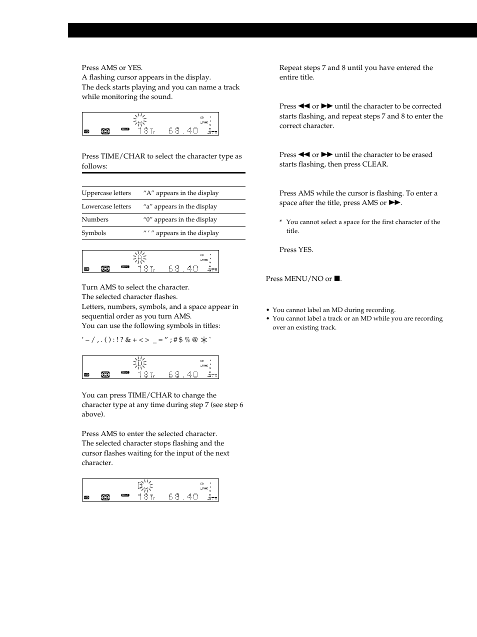 Editing recorded mds 34 5 | Sony MXD-D40 User Manual | Page 34 / 52