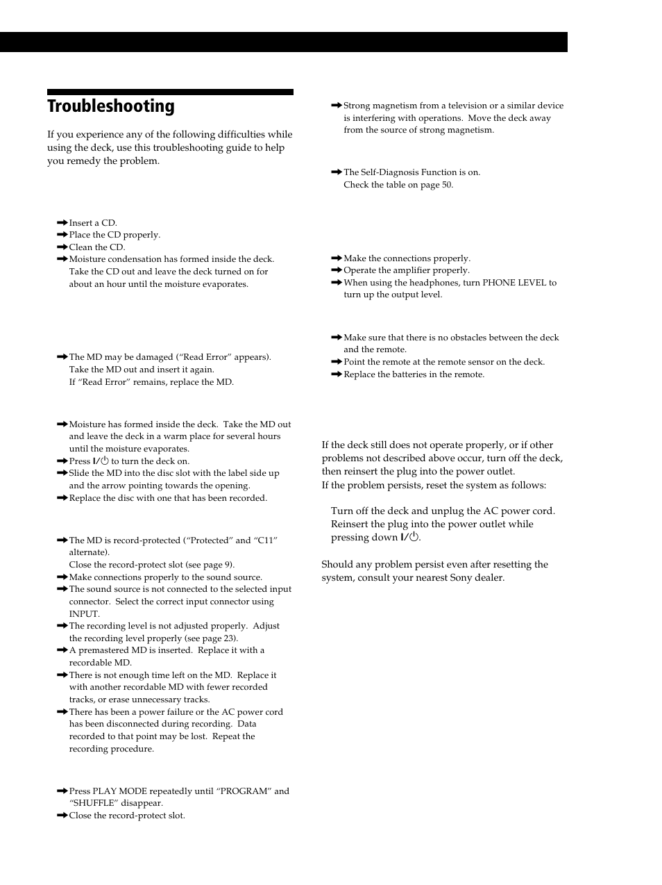 Troubleshooting, Additional information 43, Others | After you’ve attempted the prescribed remedies | Sony MXD-D40 User Manual | Page 43 / 52