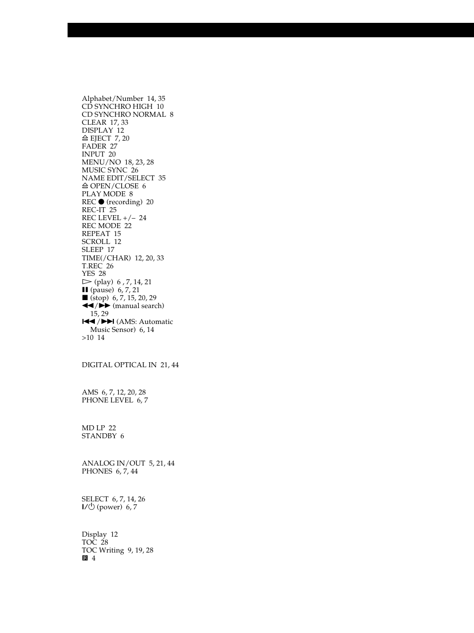 Additional information 48 names of controls | Sony MXD-D40 User Manual | Page 48 / 52