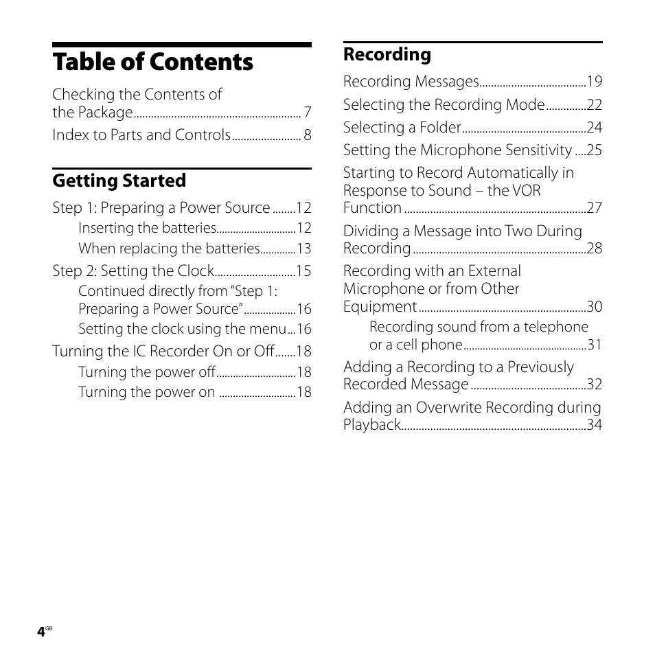 Sony ICD-PX720 User Manual | Page 4 / 96