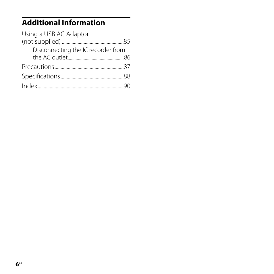 Additional information | Sony ICD-PX720 User Manual | Page 6 / 96