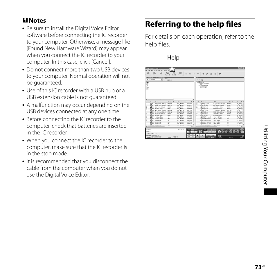 Referring to the help files | Sony ICD-PX720 User Manual | Page 73 / 96