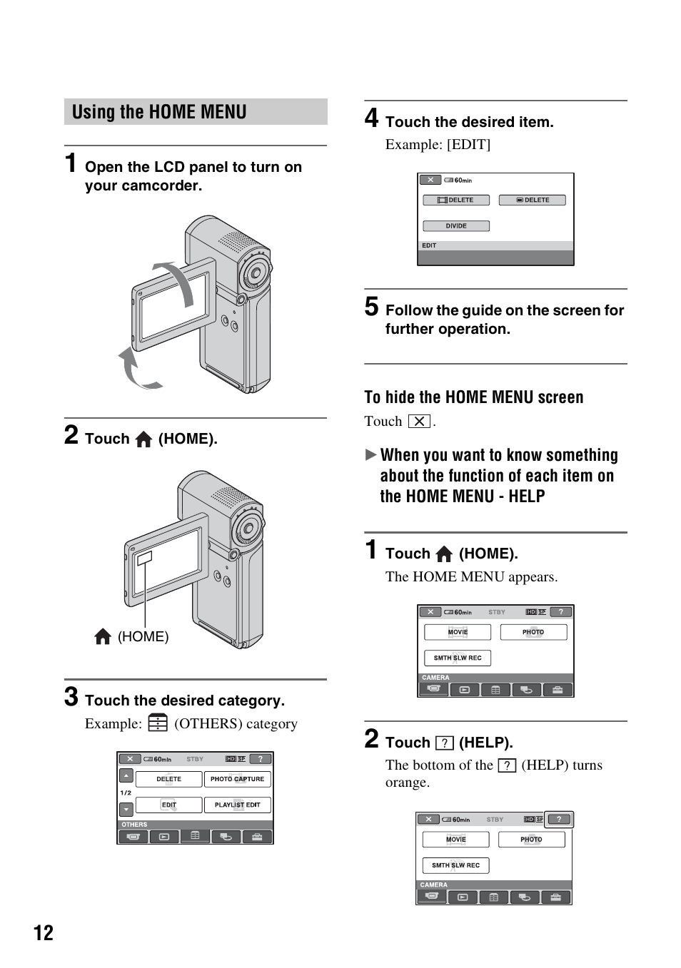 Em (p. 12) | Sony HDR-TG1 User Manual | Page 12 / 109