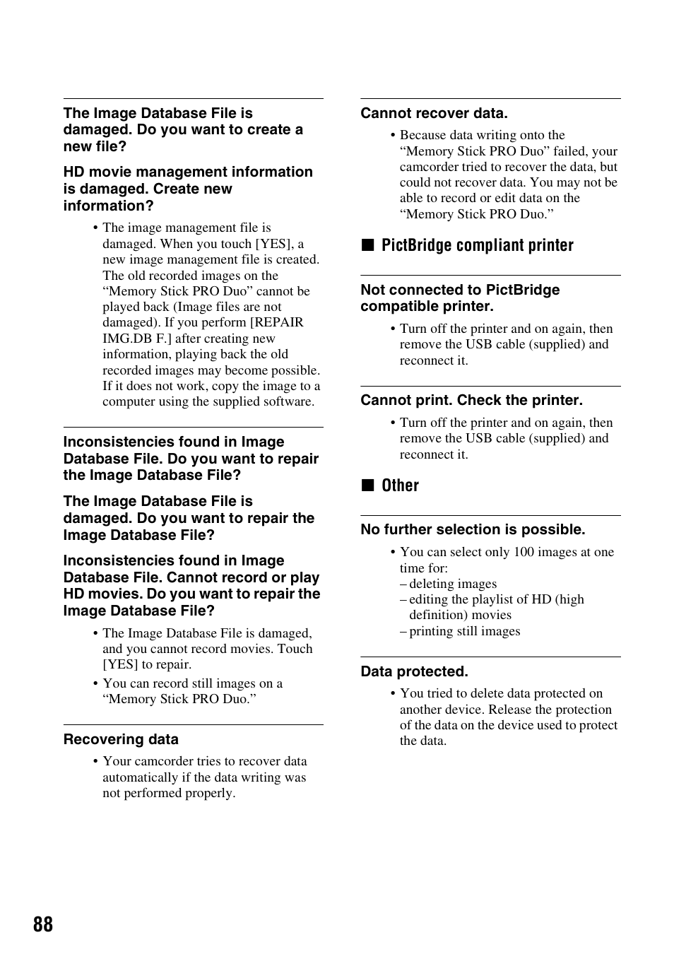 Sony HDR-TG1 User Manual | Page 88 / 109