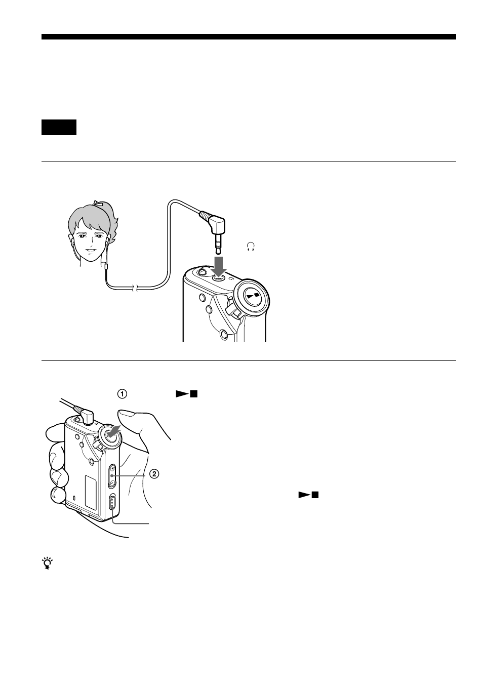 Listening to music with your network walkman, Connect the headphones, Ztip | Sony NW-E75 User Manual | Page 14 / 48