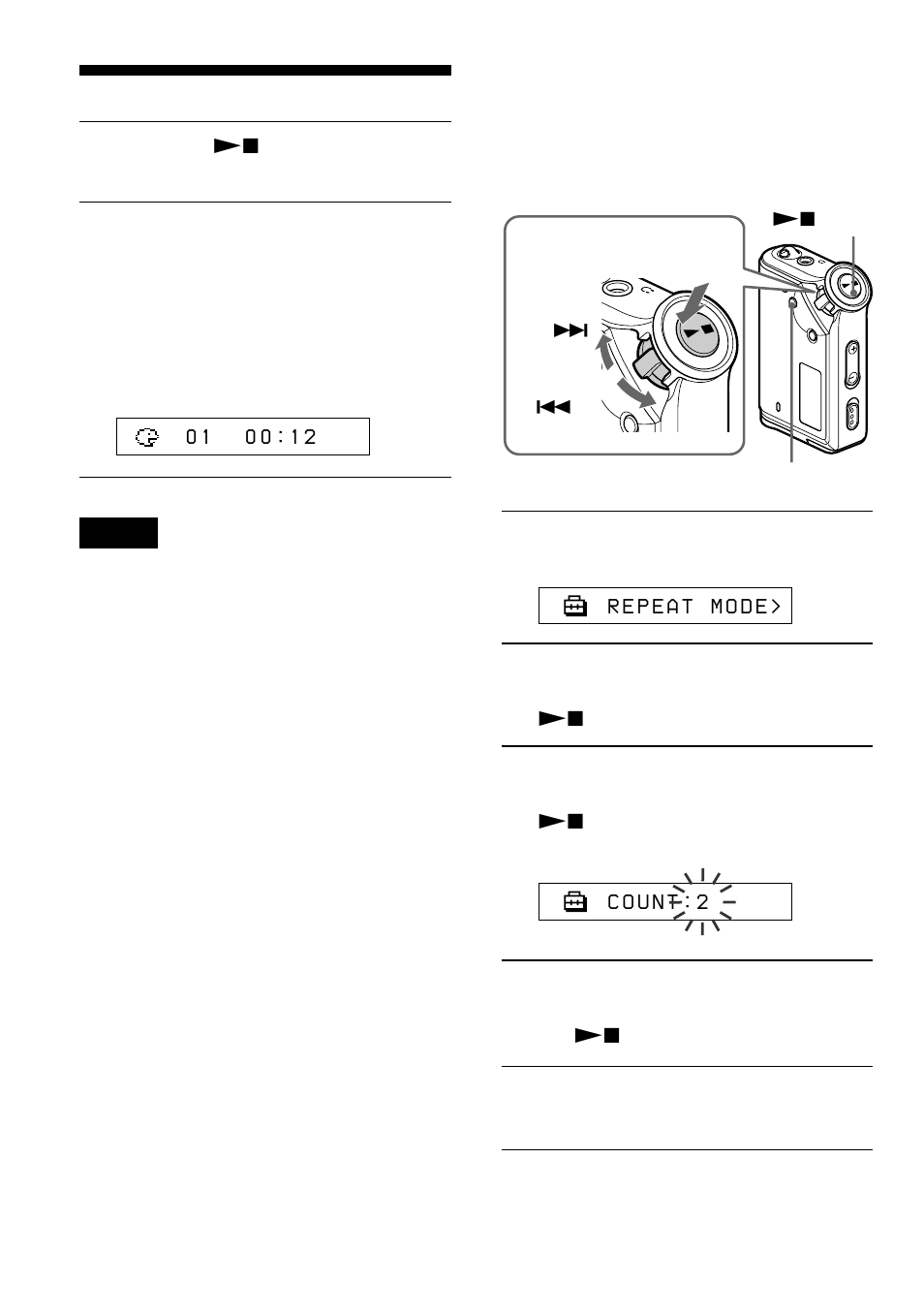 Setting the repeat counts | Sony NW-E75 User Manual | Page 20 / 48