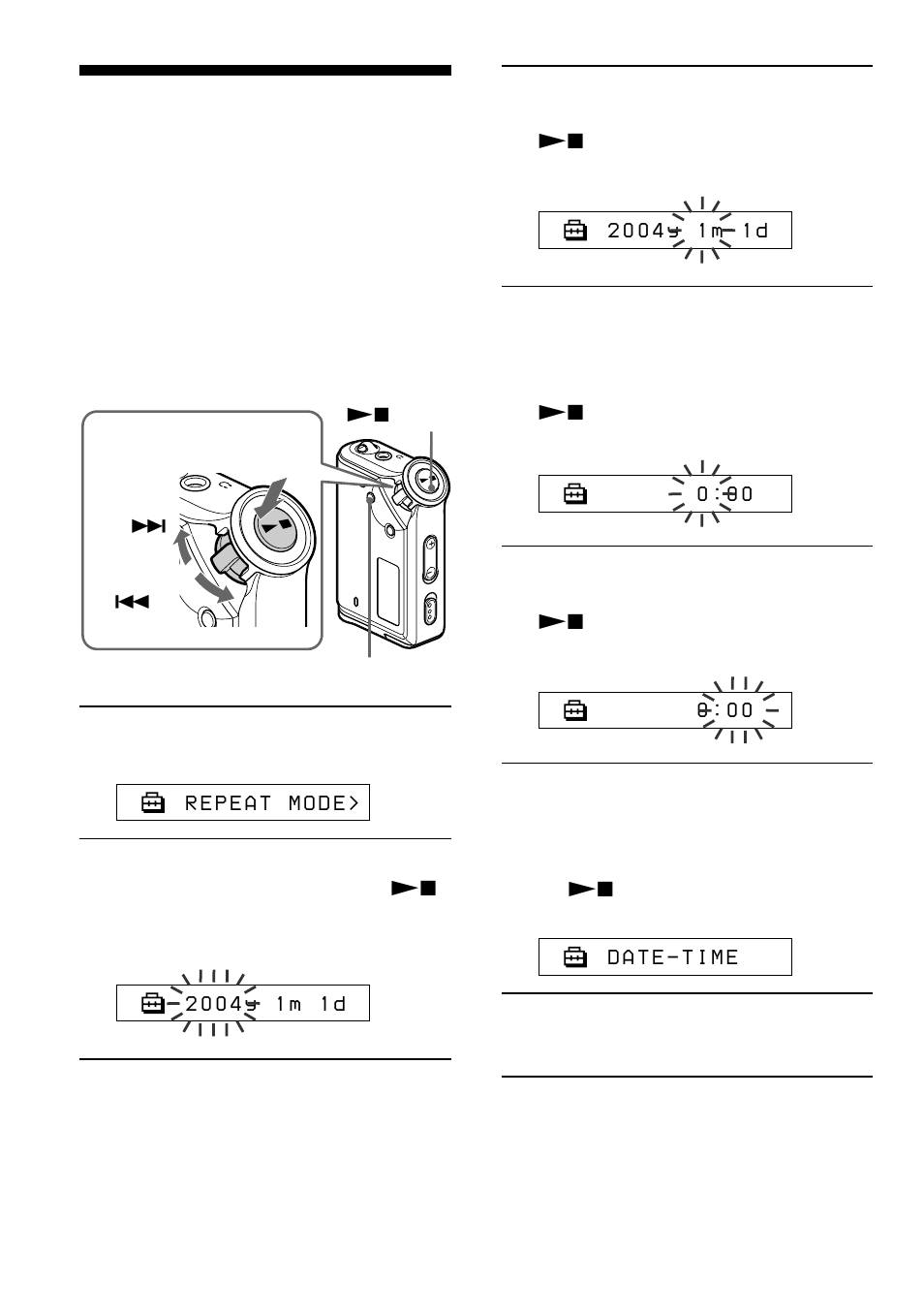 Adjusting the current time setting (date-time) | Sony NW-E75 User Manual | Page 26 / 48