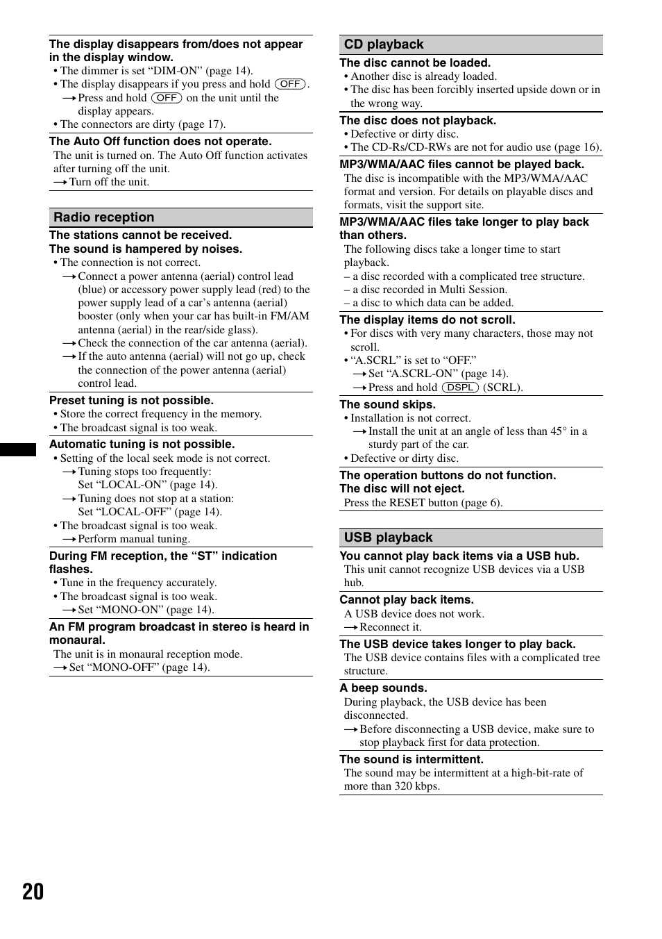 Sony CDX-GT35UW User Manual | Page 20 / 44