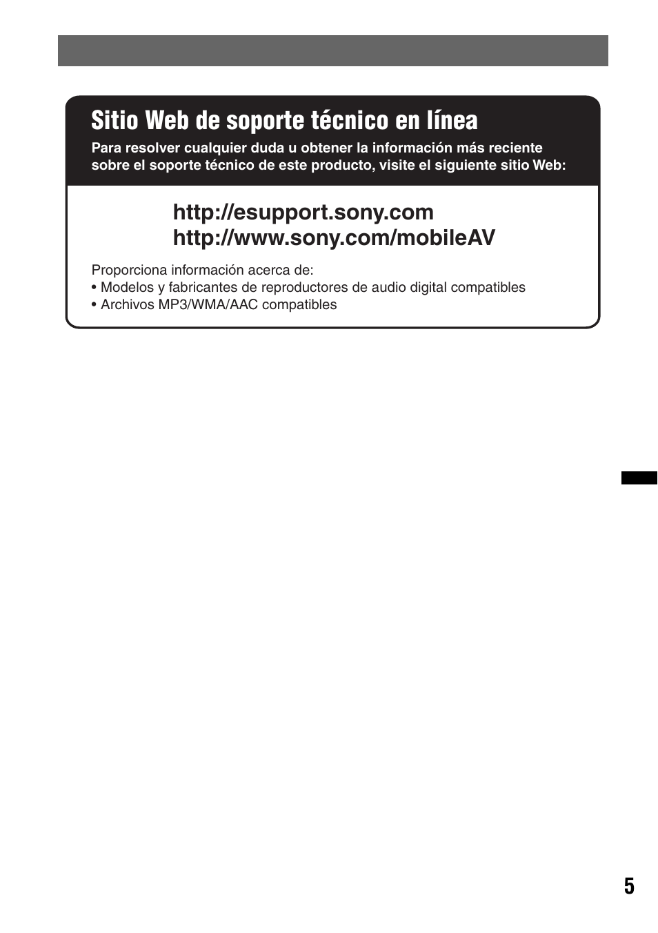 Sitio web de soporte técnico en línea | Sony CDX-GT35UW User Manual | Page 25 / 44