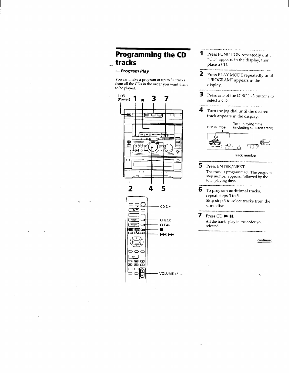 Programming the cd tracks | Sony DHC-MD500 User Manual | Page 23 / 47