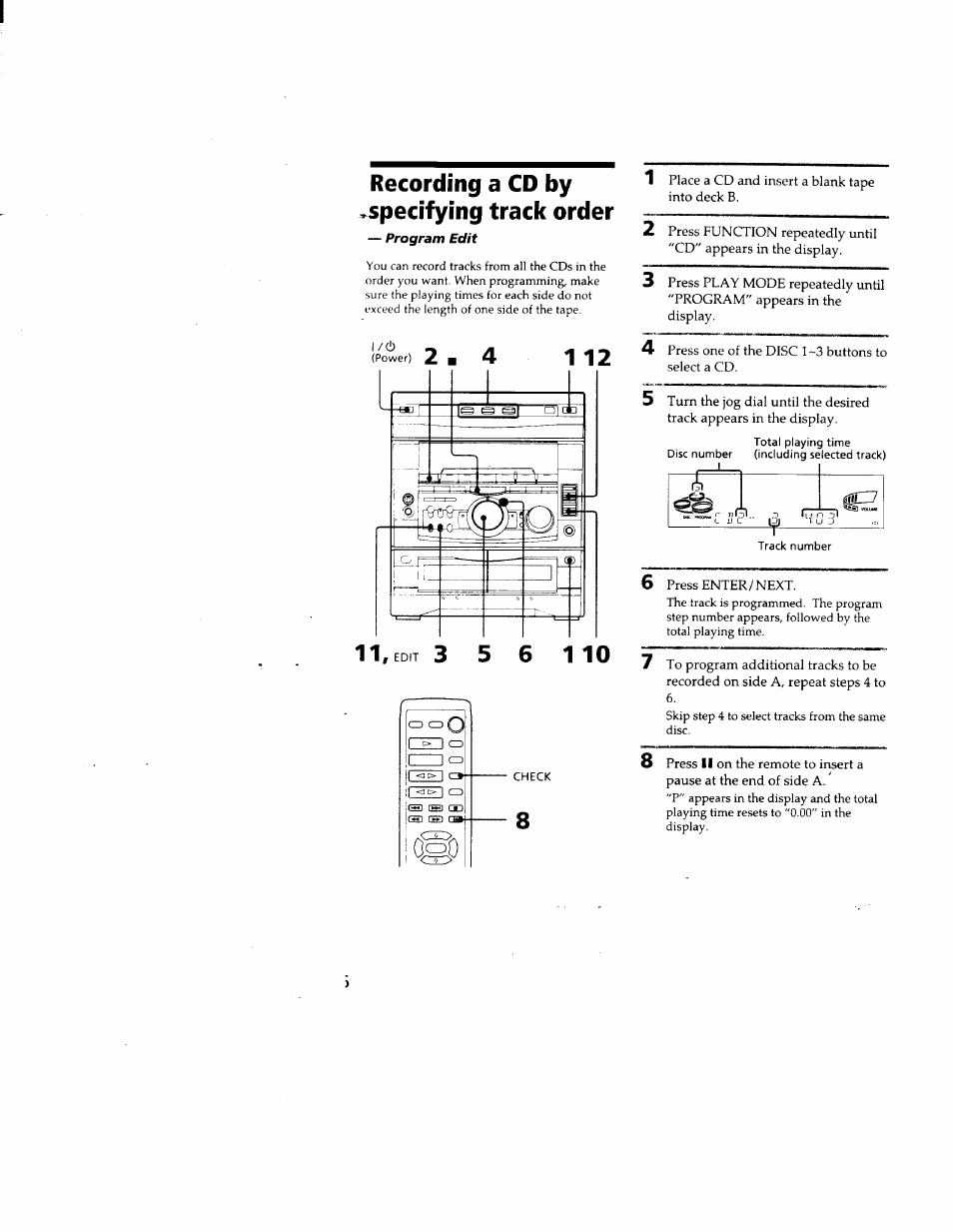 Recording a cd by .specifying track order, Recording a cd by specifying track, Order | Sony DHC-MD500 User Manual | Page 26 / 47