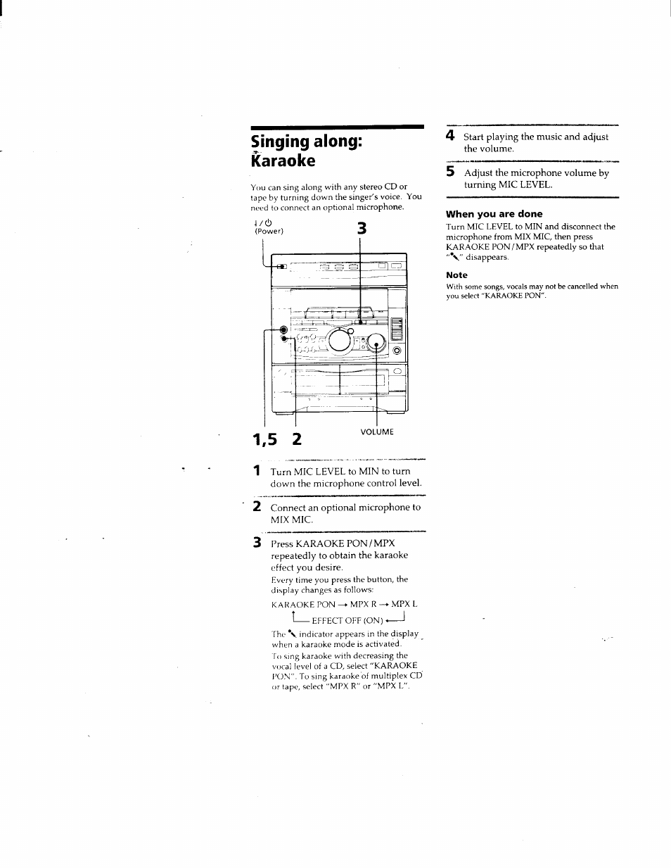 Singing along: karaoke, When you are done | Sony DHC-MD500 User Manual | Page 34 / 47