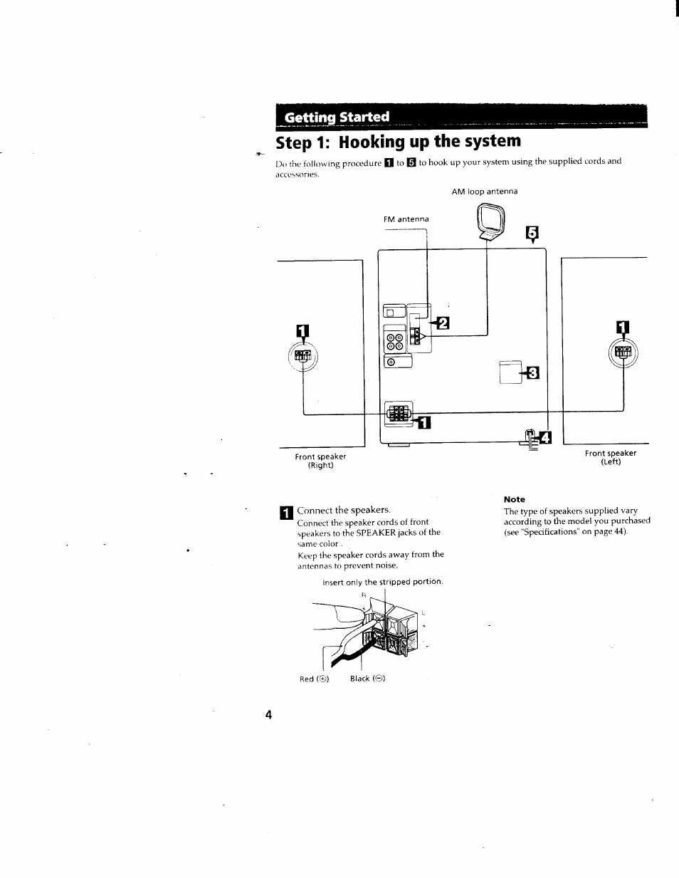 Step 1: hooking up the system, Hooking up the system, Getting started | Sony DHC-MD500 User Manual | Page 4 / 47