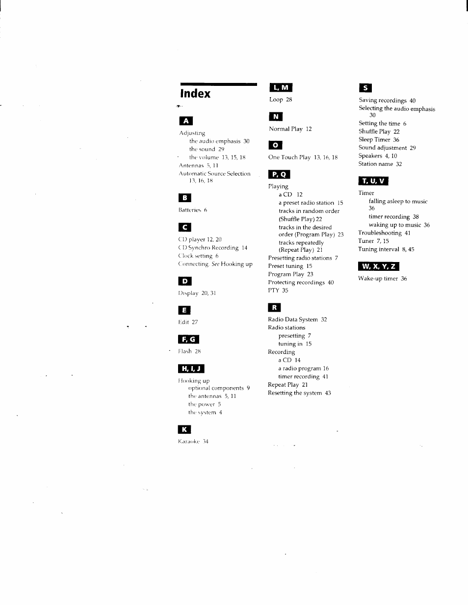 Index | Sony DHC-MD500 User Manual | Page 46 / 47