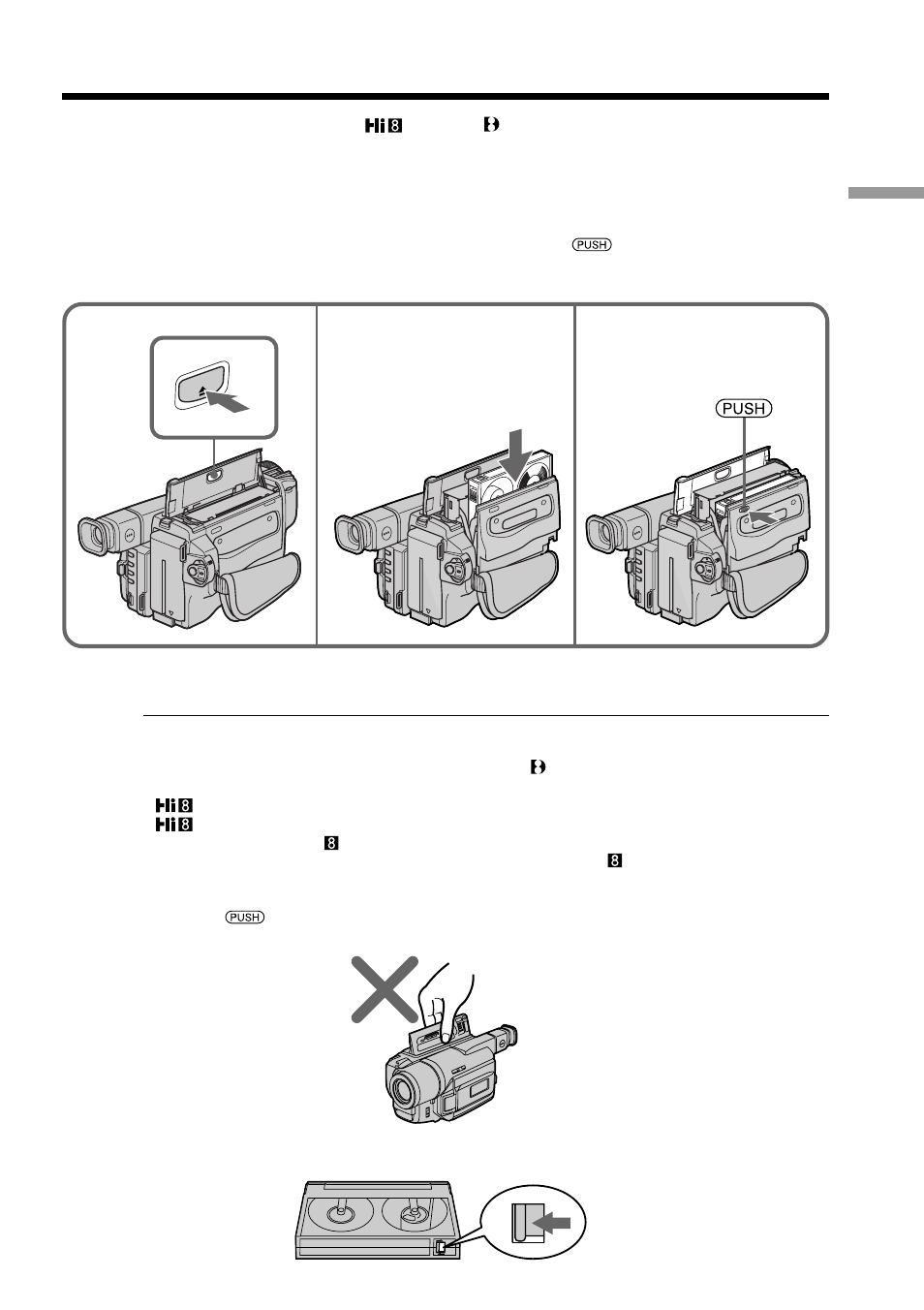 Step 2 inserting a cassette | Sony DCR-TRV520 User Manual | Page 15 / 132
