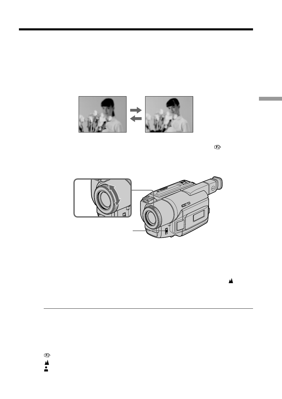 Focusing manually | Sony DCR-TRV520 User Manual | Page 43 / 132