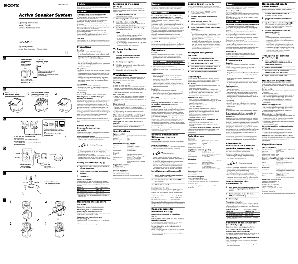 Sony SRS-M50 User Manual | 1 page