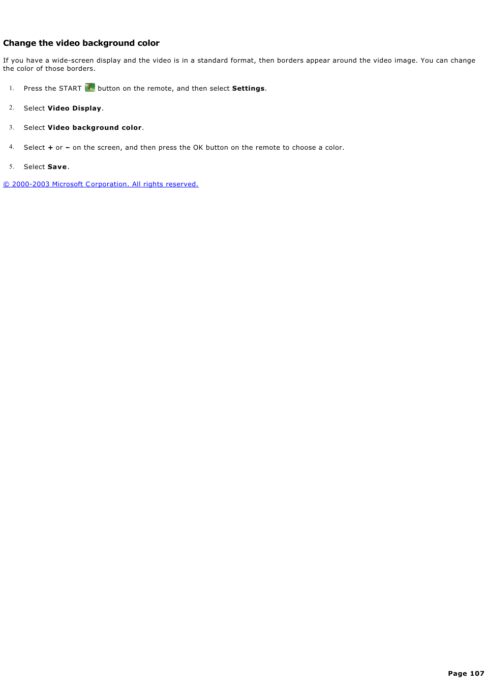 Change the video background color, C hange the video background color | Sony PCV-RZ46G User Manual | Page 107 / 459